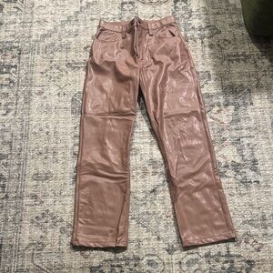 Abercrombie and Fitch 90s Straight Ultra High Rise Pink Leather Pants (Size 28)